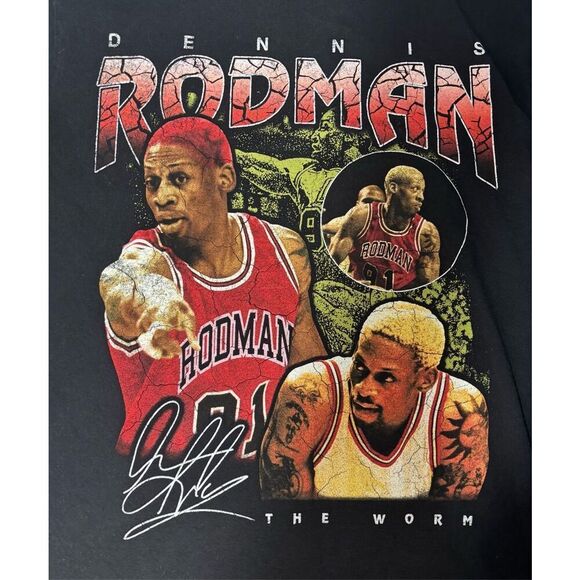 Dennis Rodman Apparel T-Shirt Mens Medium NBA Basketball Style Streetwear Black - Picture 2 of 5